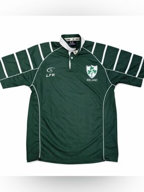 Ireland Rugby Jersey LFR Green Shamrock Stand Collar Athletic Shirt Mens S